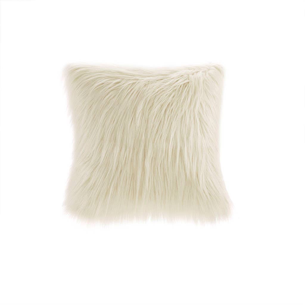 Long Faux Fur Square Throw Pillow 20x20