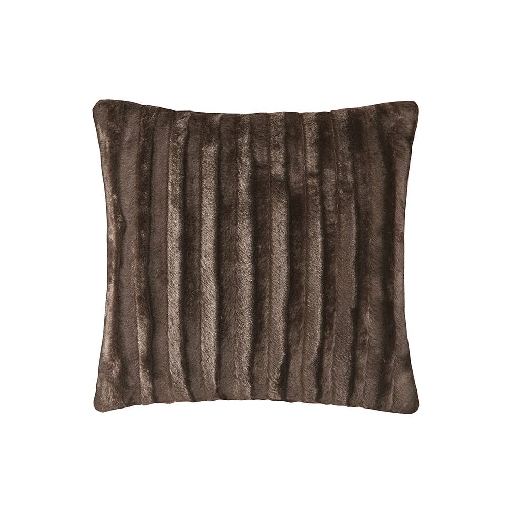 Ultra-Soft Plush Long Fur Throw Pillow and Blanket, Brown