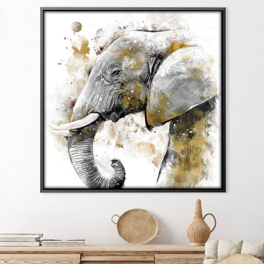 Golden Splatter Elephant Canvas