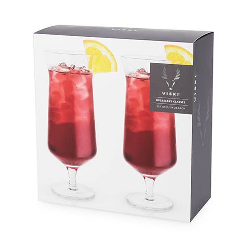 Raye™ Angled Crystal Hurricane Glasses - Set of 2