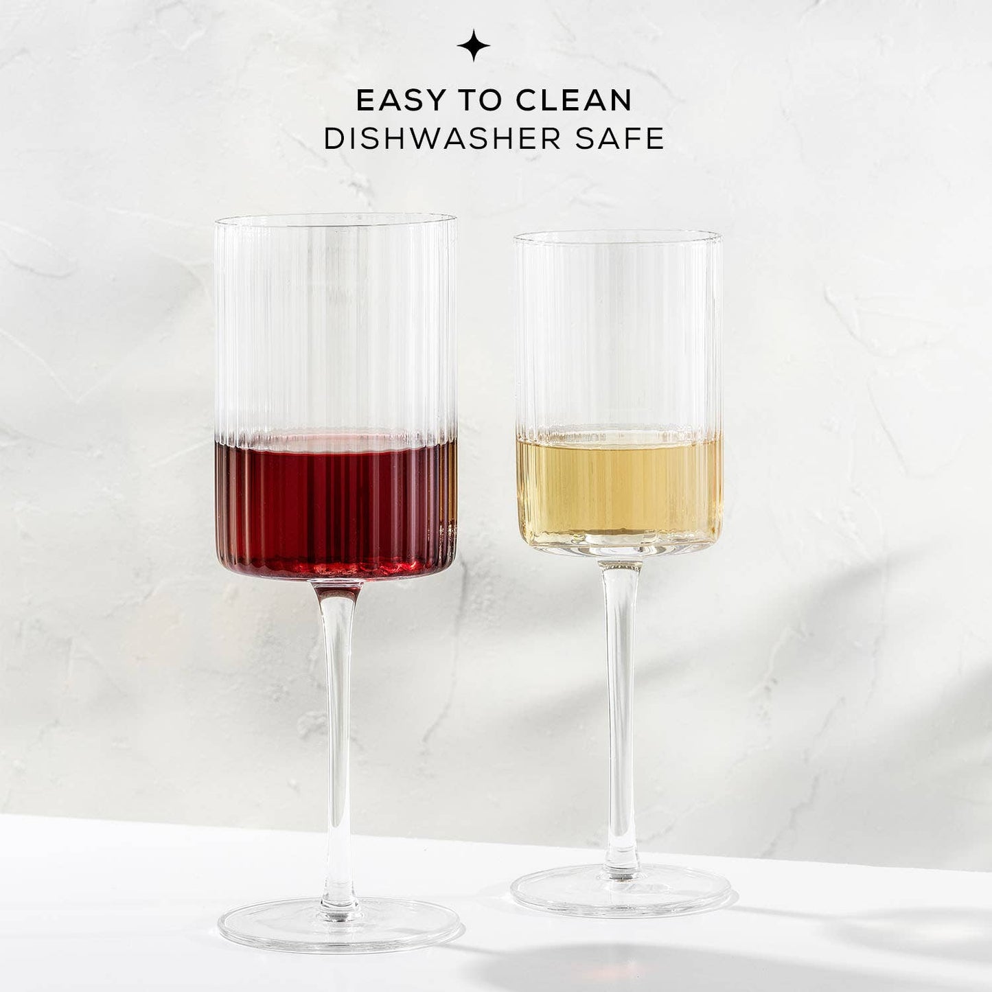 JoyJolt Elle Fluted Cylinder Red Wine Glass - Set of 2