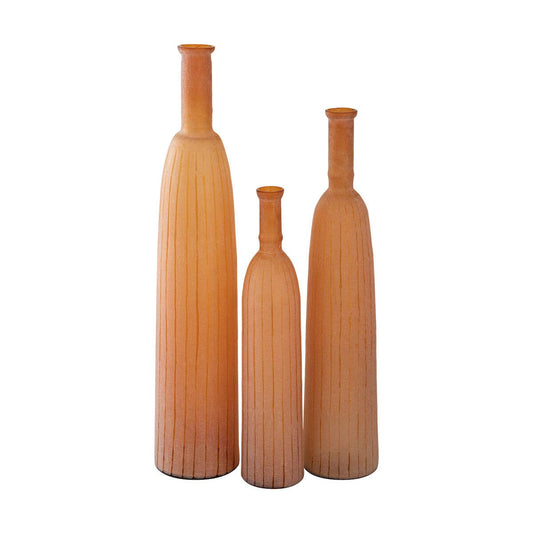 Set of 3 Georgia Orange Glass Vases