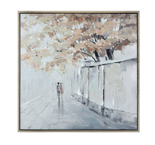 Rue Ames City Sidewalk Framed Canvas Wall Art