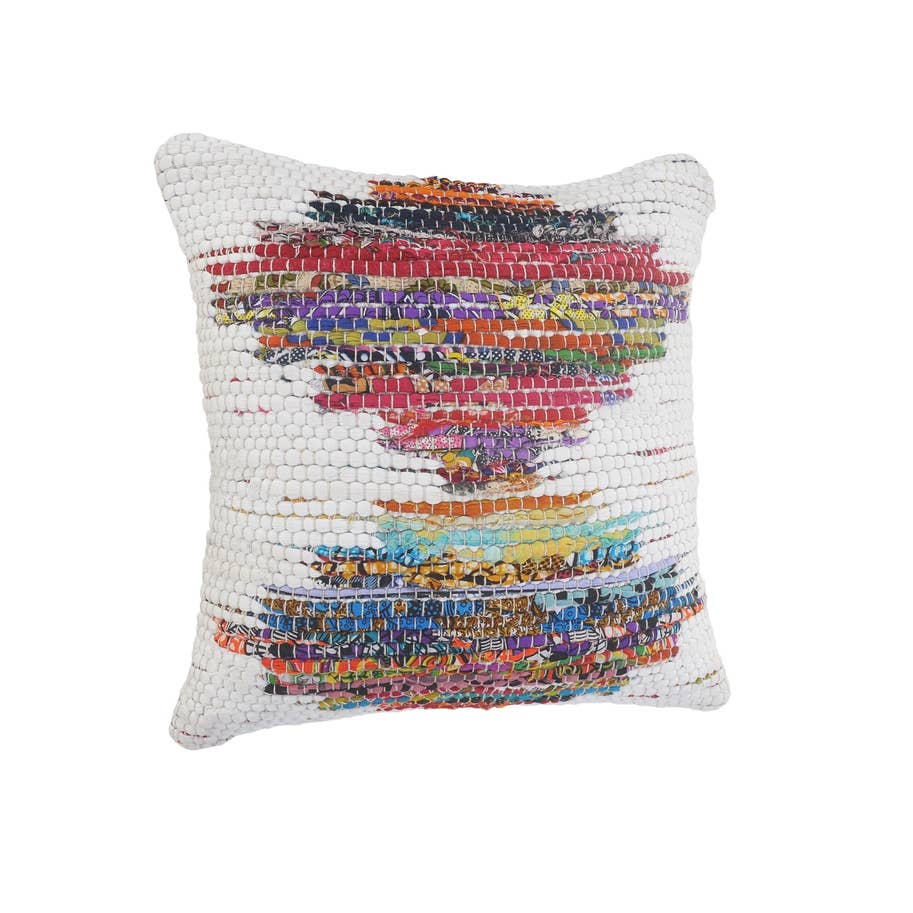 Chantale Geometric Throw Pillow, White/Multi