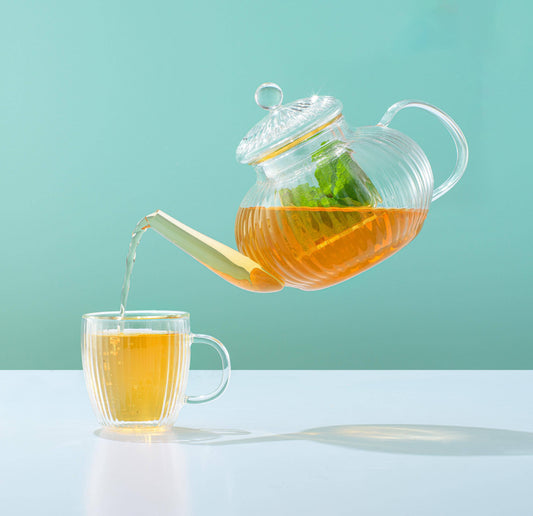 Traditional Fluted Glass Teapot with Tea Infuser