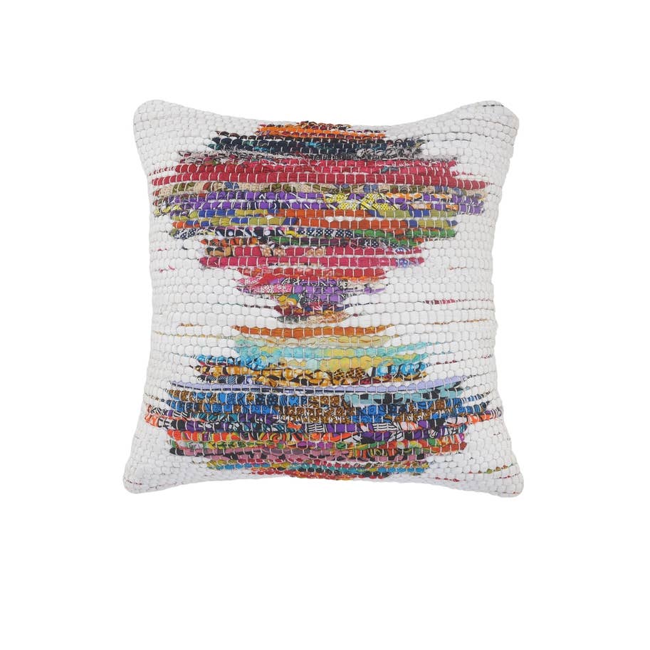 Chantale Geometric Throw Pillow, White/Multi