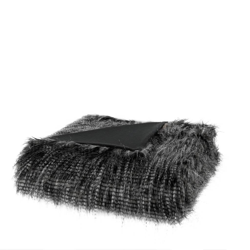 Long Faux Fur 50x60" Throw Blanket, Black