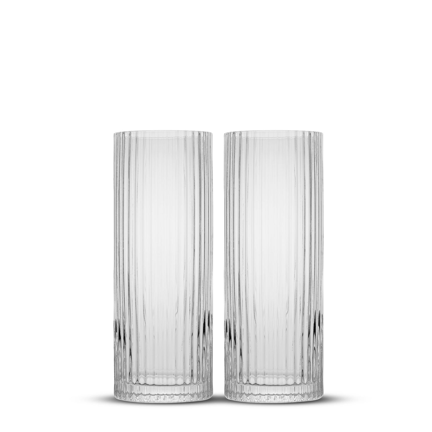 JoyJolt Elle Fluted Highball Juice Tumblers Glass - Set of 2