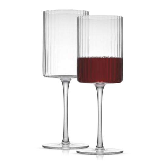 JoyJolt Elle Fluted Cylinder Red Wine Glass - Set of 2