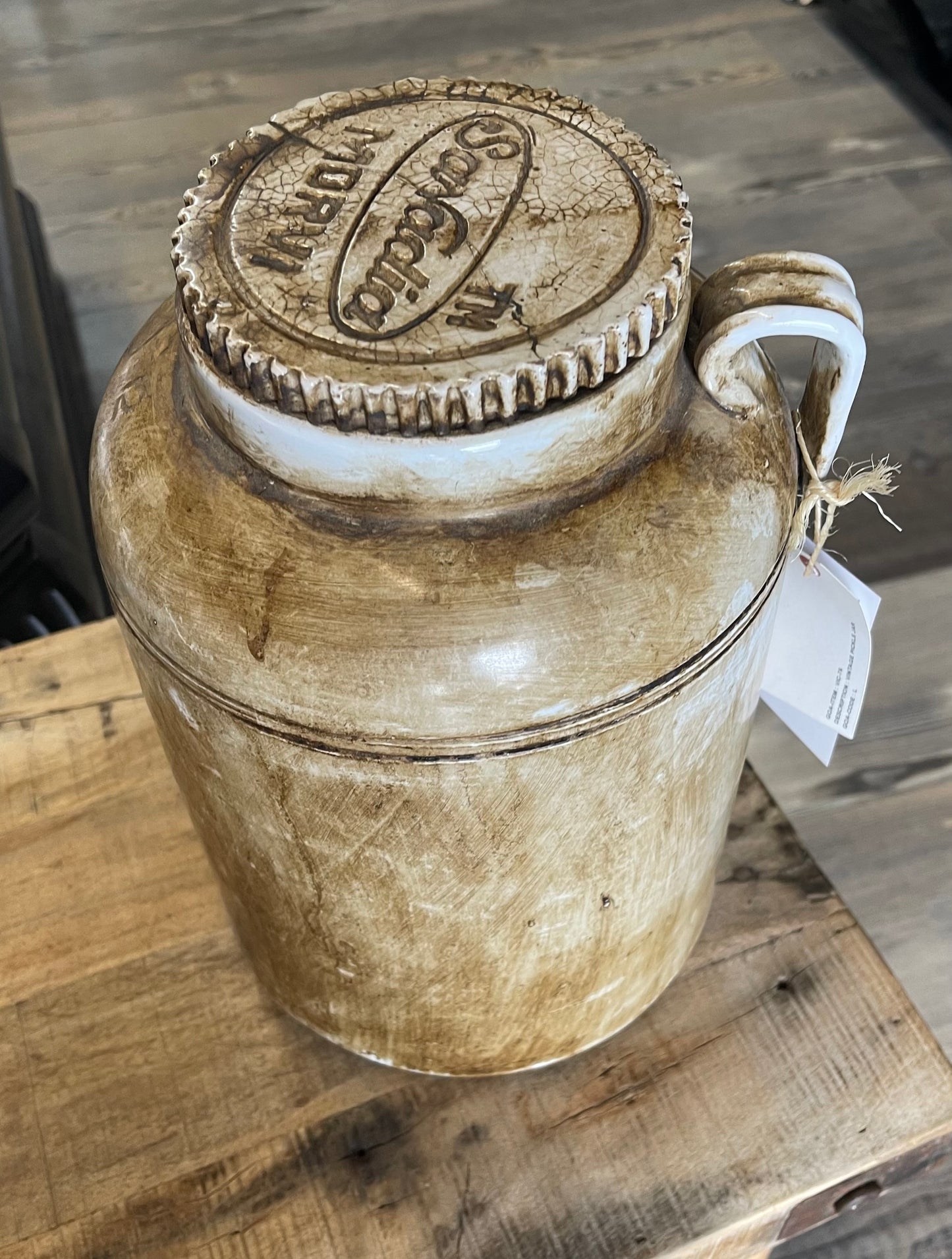 Vintage Ceramic Pickle Pot, Rustic Farmhouse Honey Container