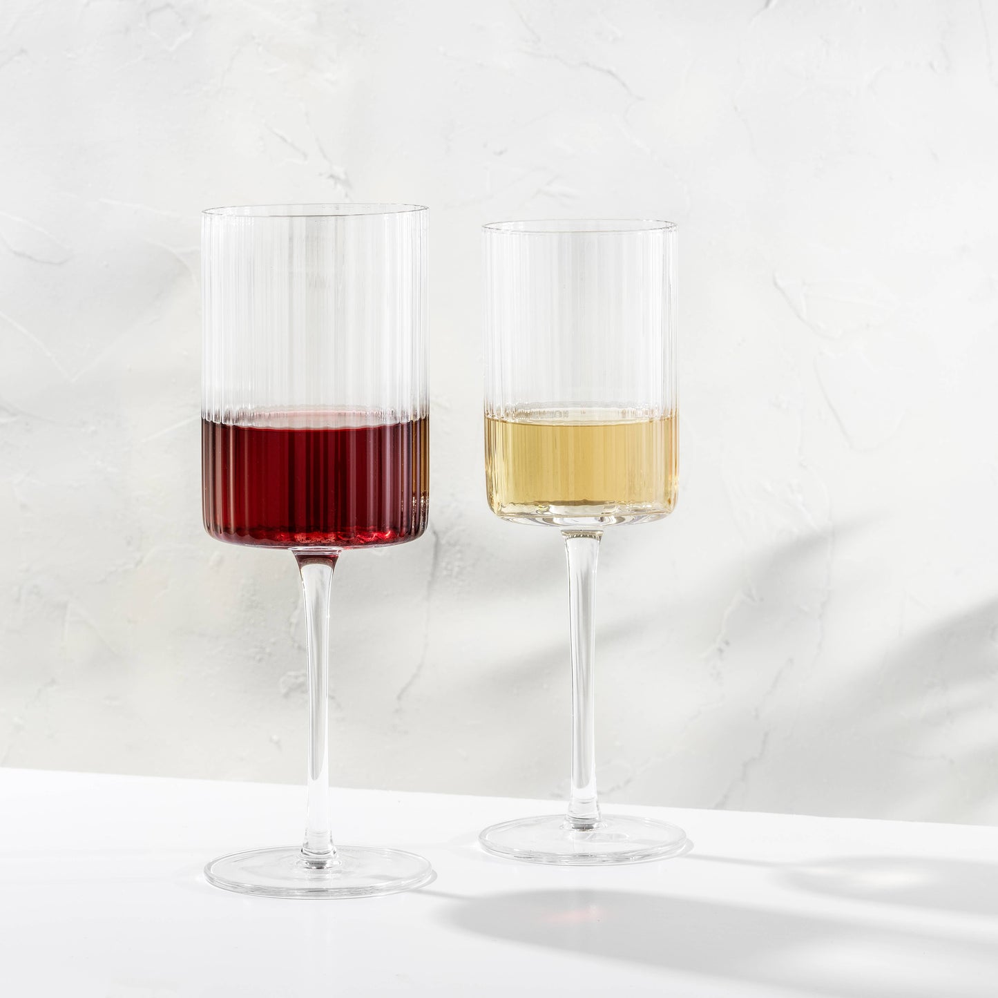 JoyJolt Elle Fluted Cylinder Red Wine Glass - Set of 2