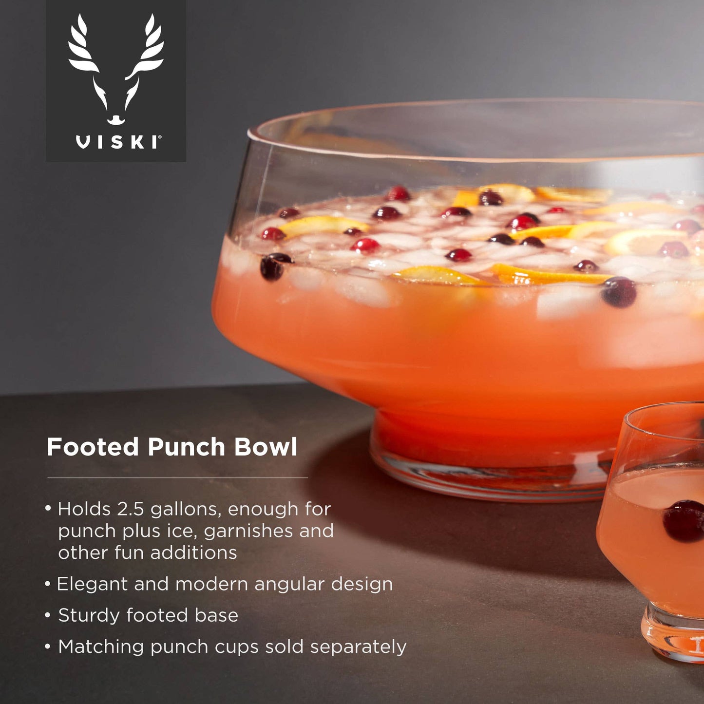 Raye™ Footed Heavy-Base Angled Glass Punch Bowl