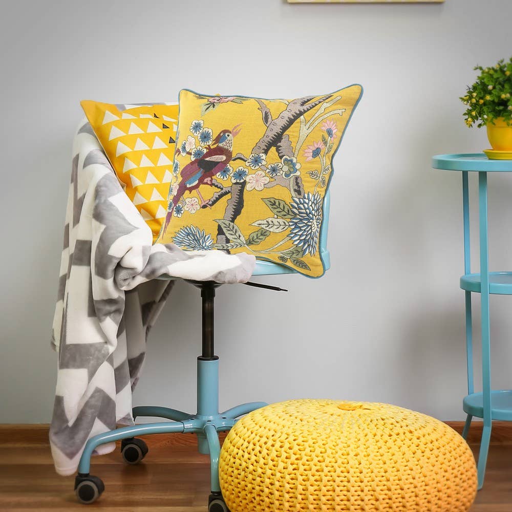 Yellow Bird of Paradise Throw Pillow