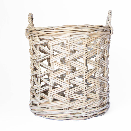 Zig-Zag Weave Round Basket Kubu Grey