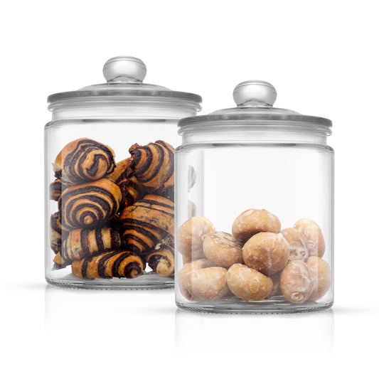 JoyFul Round Glass Cookie Jar with Airtight Lids (67 oz)