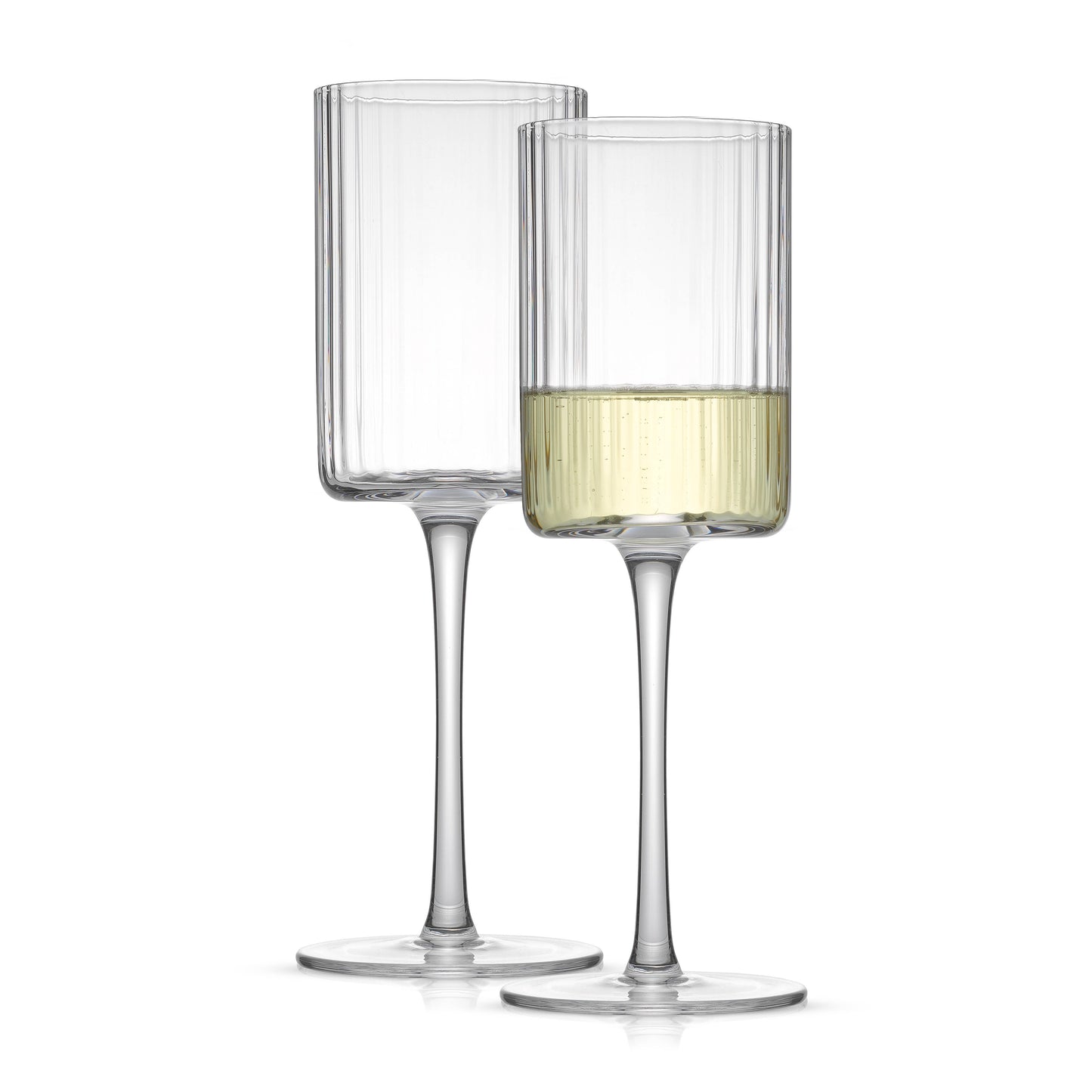 JoyJolt Elle Ribbed Stemmed White Wine Glass - Set of 2