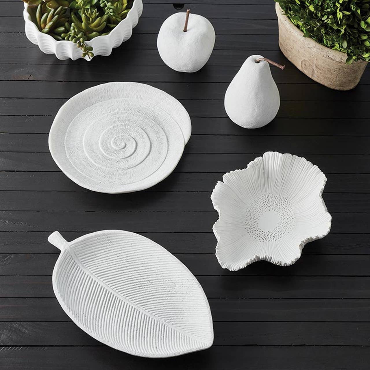 Matte White Leaf Decor