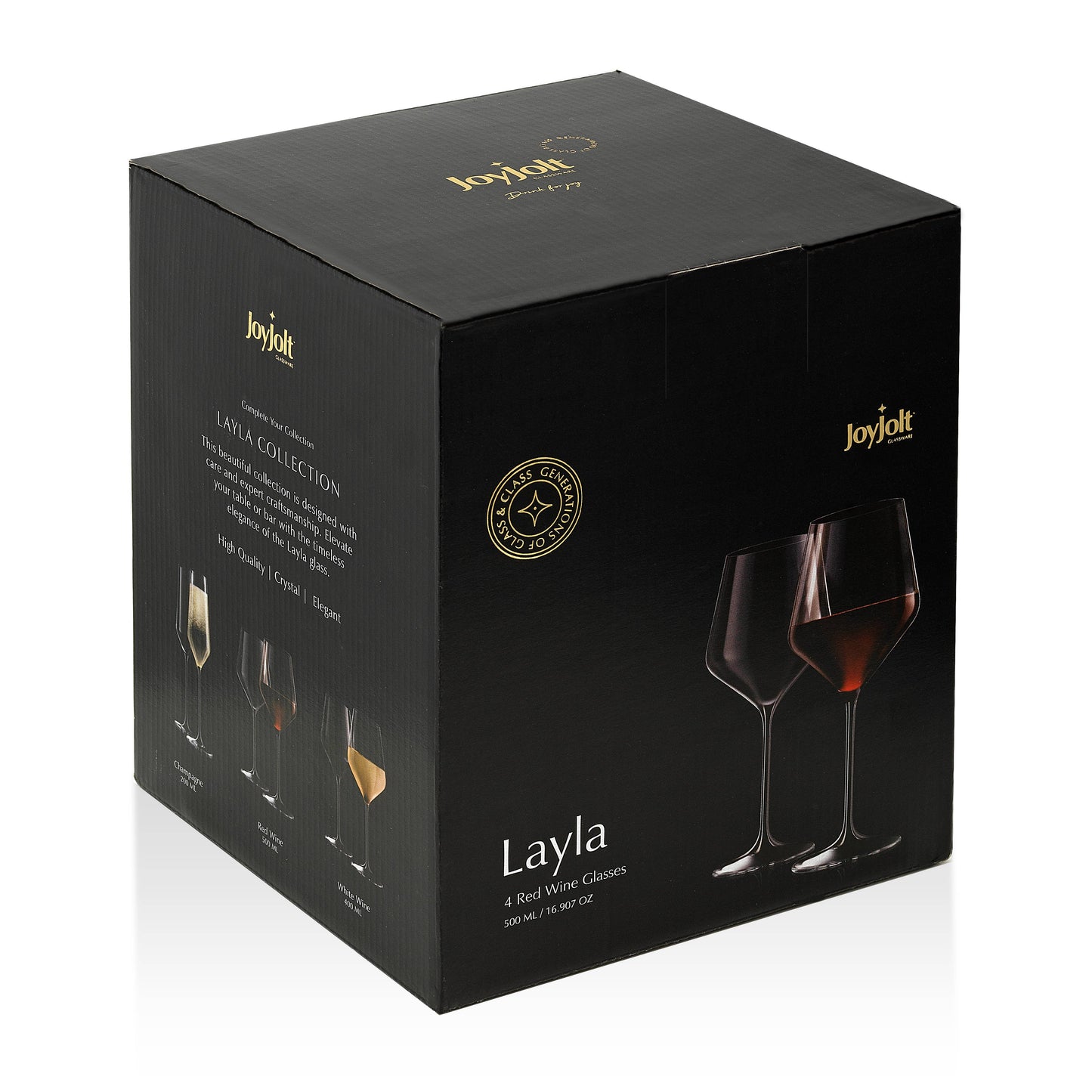 Layla Crystal Stemmed Red Wine Glasses, 17 Oz Set of 4