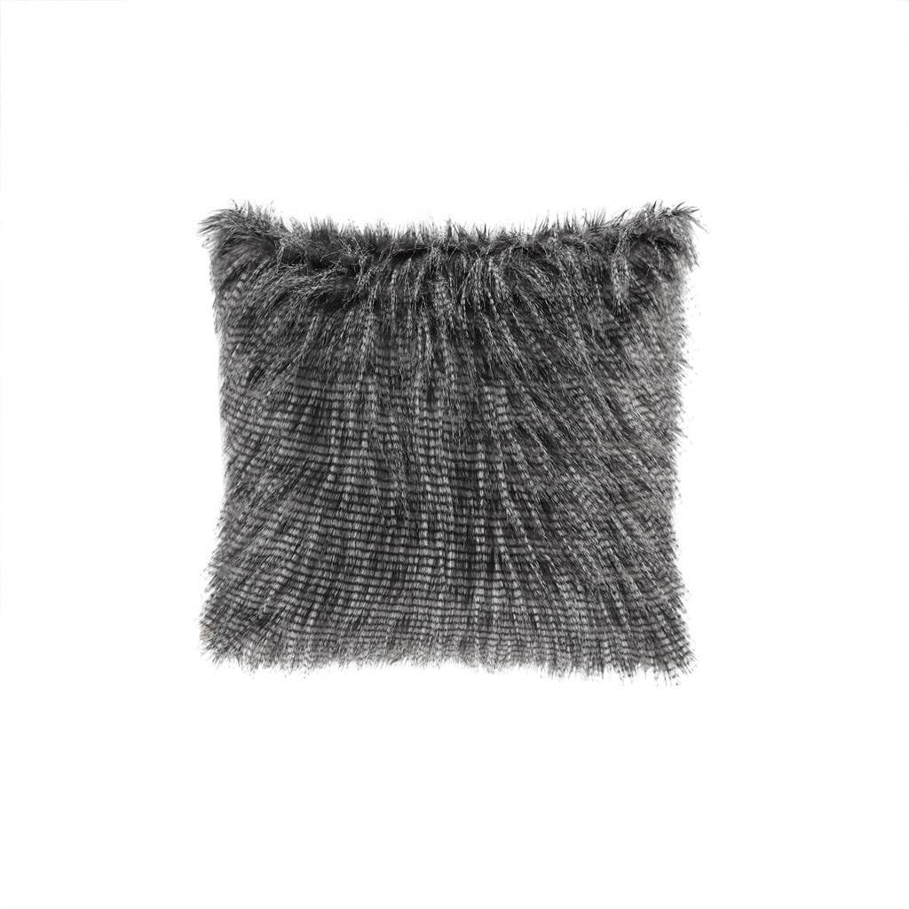 Long Faux Fur Square Throw Pillow 20x20