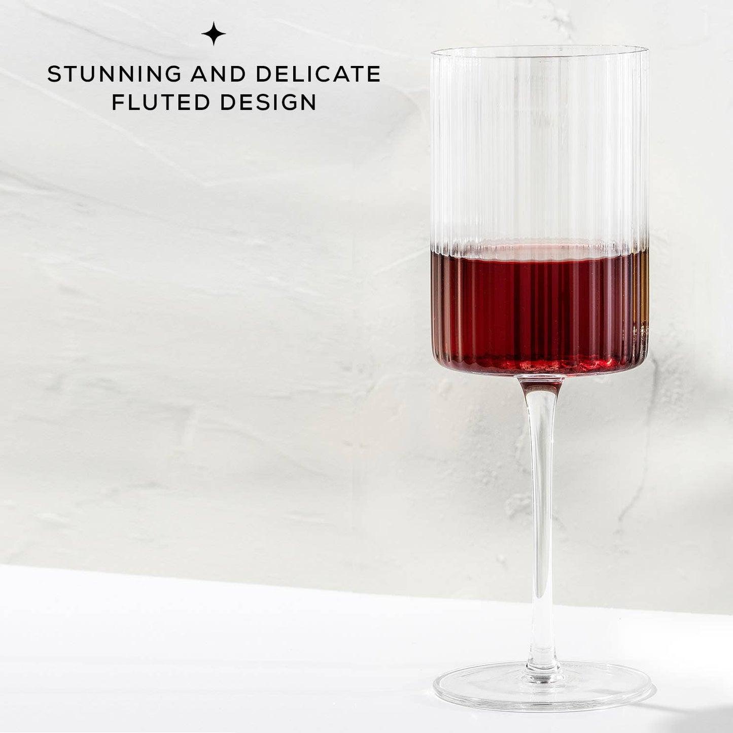 JoyJolt Elle Fluted Cylinder Red Wine Glass - Set of 2