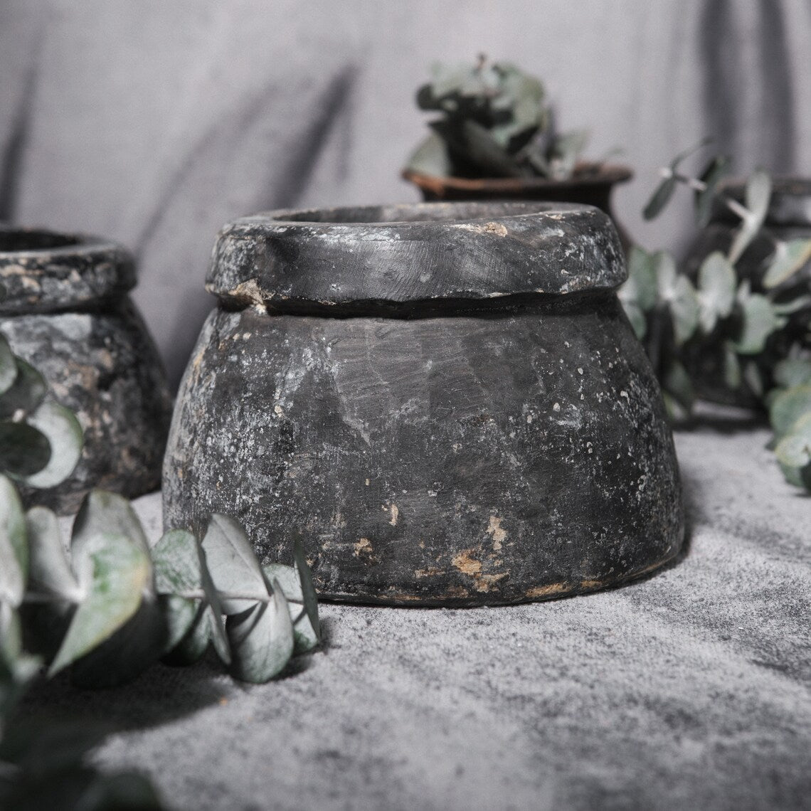 Vintage Hand-Carved Black Soapstone Vessel